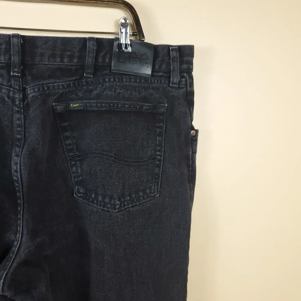 LEE Black Wash Relaxed Fit Straight Leg Jeans Size 44x30